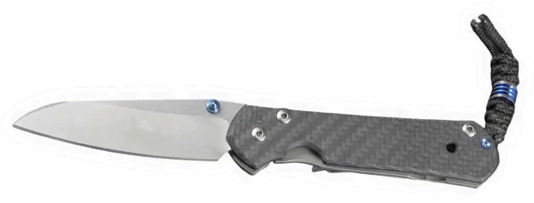 Erdems Chris Reeve Knives Sebenza 21, geöffnet, Seitenansicht, als Papiersticker