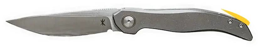 Erdems Keanison Knives Fido, Satin / Ti, geöffnet, Seitenansicht, als Papiersticker