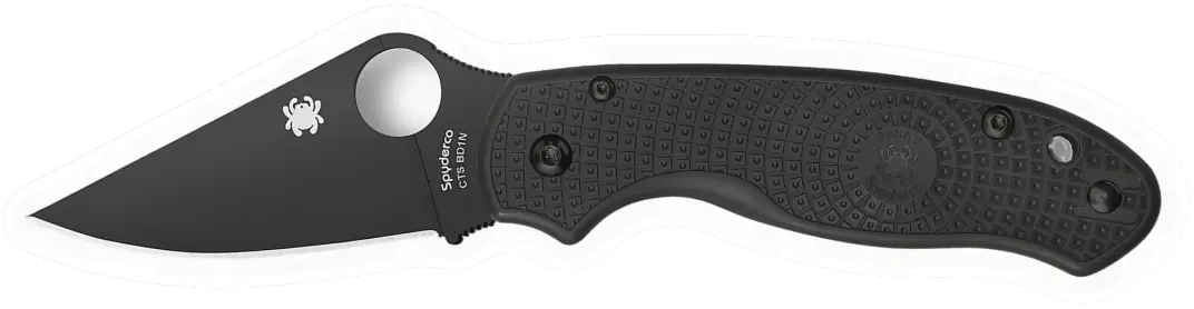 Erdems Spyderco Para 3, Lightweight, PlainEdge, DLC, geöffnet, Seitenansicht, als Papiersticker