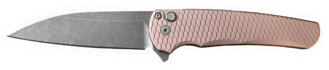 Erdems Pro-Tech Knives Malibu, Limited Acidwash Flat Dark Earth, geöffnet, Seitenansicht, als Papiersticker