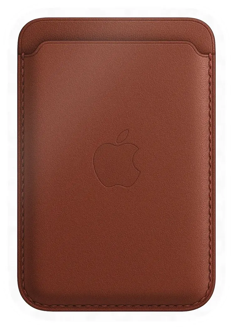Erdems Apple iPhone Leder Wallet mit MagSafe, Umbra, Vorderseite, als Papiersticker