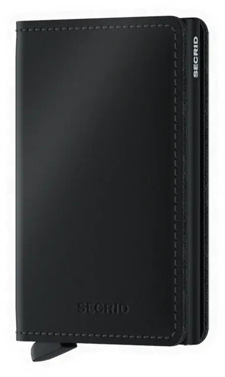 Erdems Secrid Slimwallet, Matte Black, Vorderseite, als Papiersticker