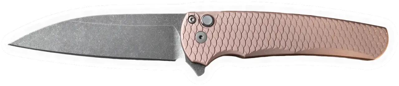 Erdems Pro-Tech Knives Malibu, Limited Acidwash Flat Dark Earth, geöffnet, Seitenansicht, als Papiersticker