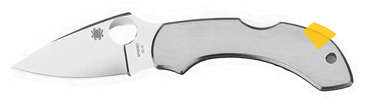 Erdems Spyderco Dragonfly, geöffnet, Seitenansicht, als Papiersticker
