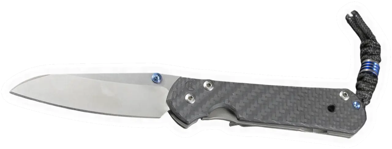Erdems Chris Reeve Knives Sebenza 21, geöffnet, Seitenansicht, als Papiersticker
