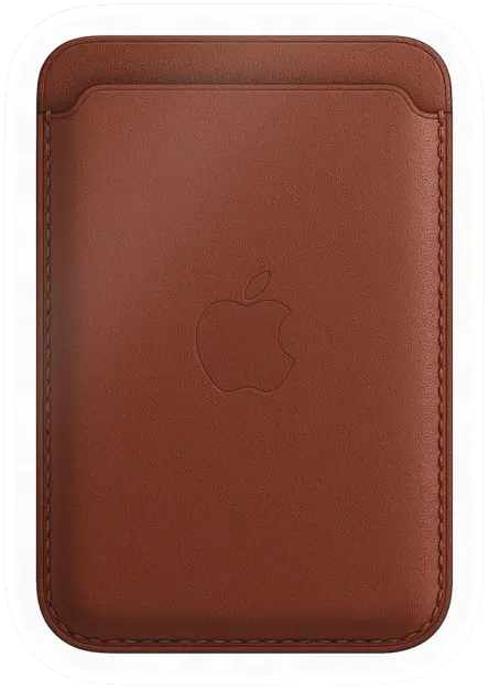 Erdems Apple iPhone Leder Wallet mit MagSafe, Umbra, Vorderseite, als Papiersticker