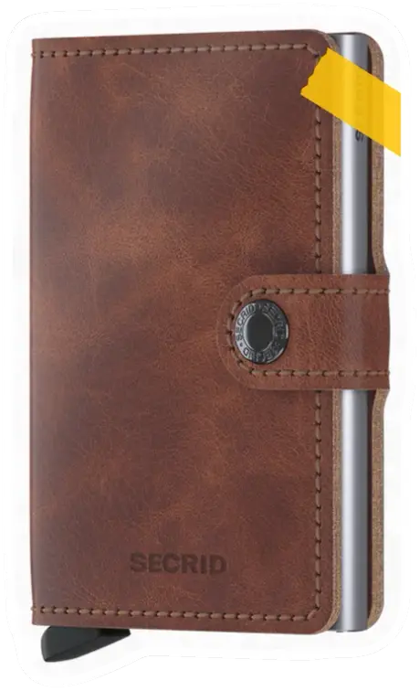 Erdems Secrid Miniwallet, Vintage Brown, Vorderseite, als Papiersticker