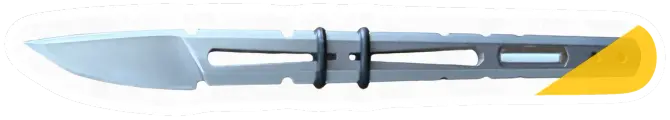 Erdems AmslerTools MINI 2049 Hurricane Razor, Stonewashed, geöffnet, Seitenansicht, als Papiersticker