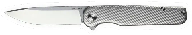 Erdems Tactile Knife Co. Rockwall, grau, geöffnet, Seitenansicht, als Papiersticker