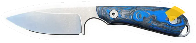 Erdems White River M1, Limited Edition 2023, Marbled CF / Blue G10, geöffnet, Seitenansicht, als Papiersticker