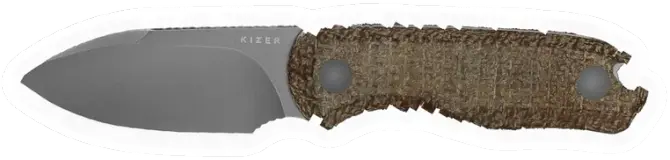 Erdems Kizer Drop Bear, Fixed, Micarta, geöffnet, Seitenansicht, als Papiersticker