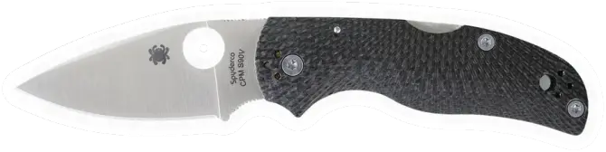 Erdems Spyderco Native 5, Fluted Carbon Fiber, geöffnet, Seitenansicht, als Papiersticker