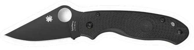 Erdems Spyderco Para 3, Lightweight, PlainEdge, DLC, geöffnet, Seitenansicht, als Papiersticker