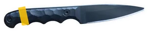 Erdems schwarzes feststehendes Messer Compliance Edge Henchman mit gefrästem Griff, als Papiersticker